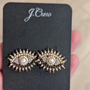 J crew evil eye pearl earrings